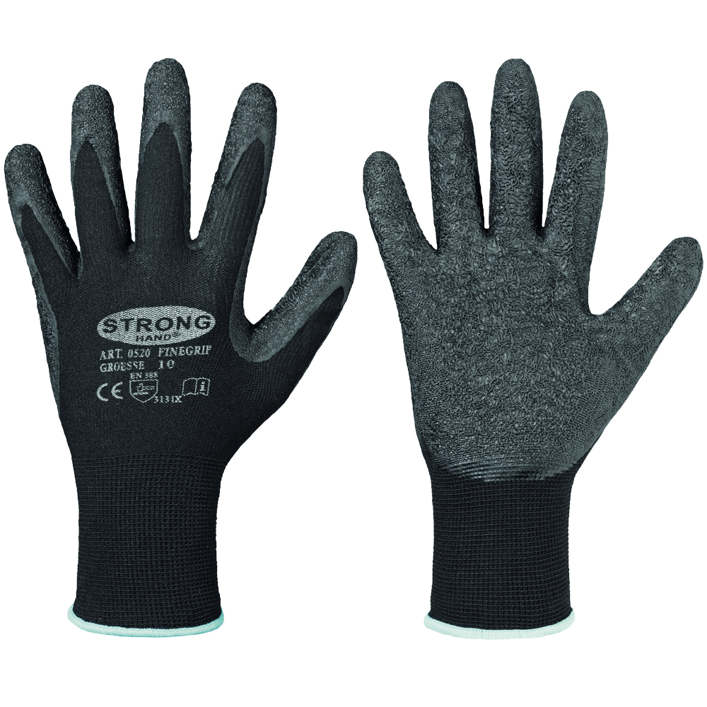 Gant en tricot fin avec revêtement latex Fingergrip – Noir, sûr et précis