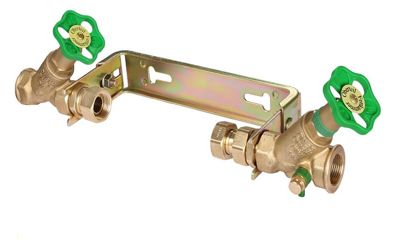 Raccordement compteur d’eau en inox, réglable, avec vannes et borne de mise à la terre